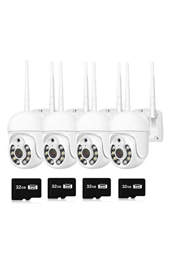 OriundeSales Set 4 camere supraveghere wi-fi yossee – vedere nocturna, rotatie 360°, carduri 32 gb incluse, ip
