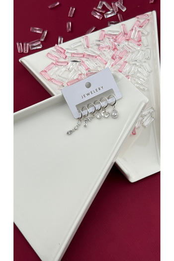 TRENDTAKI Zircon Stone Hoop Earrings 6Pcs