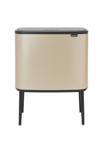 Brabantia Bo Touch 1003216 waste bin, 3x11 l, Smooth & silent opening, Large opening, Gold metallic