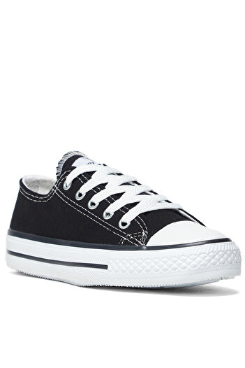 Tonny Black Çocuk Unisex Siyah Beyaz Rahat Kalip Bağcıklı Spor Ayakkabı