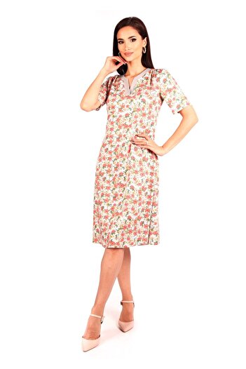 AD Fashion Grey V-neck viscose dress 116R2035i2035 - 44 EU