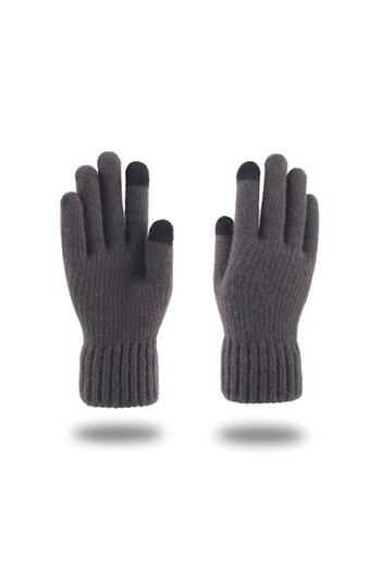 Stef's Cat Unisex Gloves, 22cm, Alpaca Wool, Dark Grey