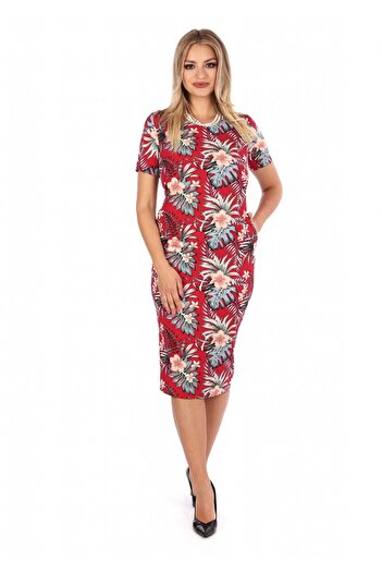 AD Fashion Rochie imprimata cu frunze si buzunare practice 56R1620i1620 - 44 EU
