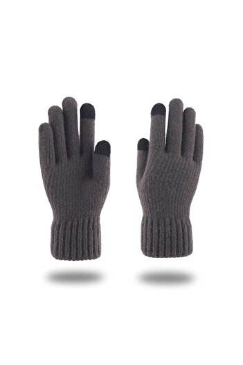 Stef's Cat Unisex Gloves, 22cm, Alpaca Wool, Dark Grey