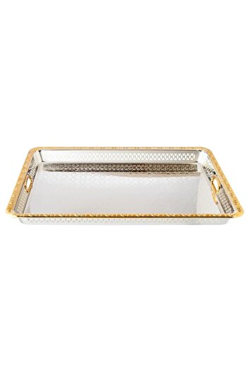 ORIAN Silver and gold single rectangular serving tray