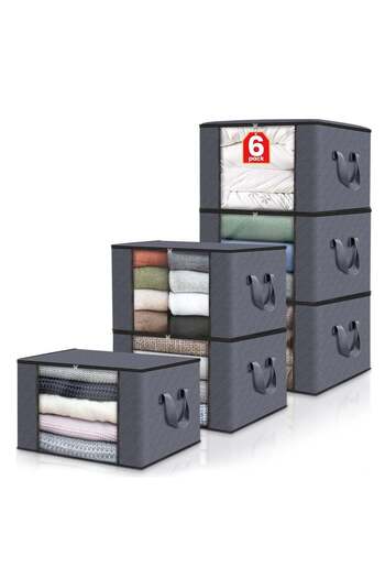 fun zone DUNISO 6 Pack Clothes Storage, Foldable Blanket Storage Bags, Storage Containers For Organizing Bedr