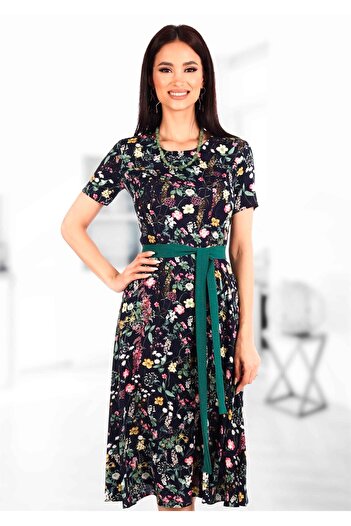 AD Fashion Multicolored viscose cloche dress 40R1631i1631 - 38 EU