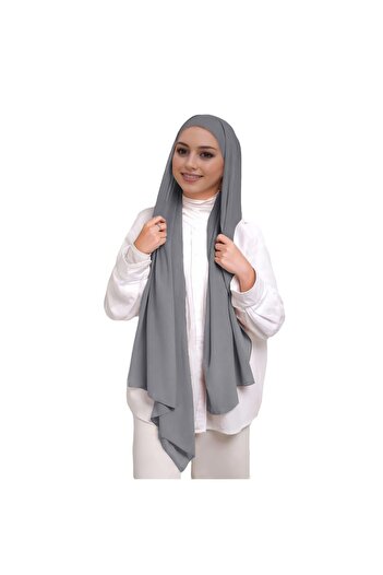Perfectory Instant Hijab for Women with Under Scarf Tube Cap Turban Wrap- Dark Grey