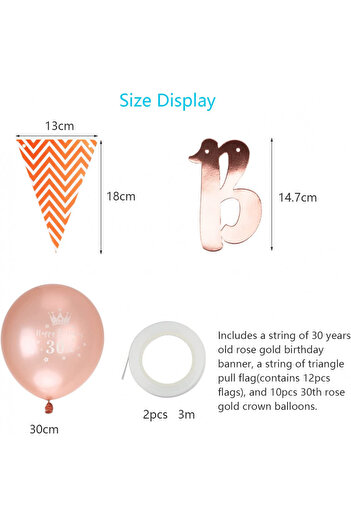 LOPOTIN birthday set, foil/latex, white/pink, 13 pieces