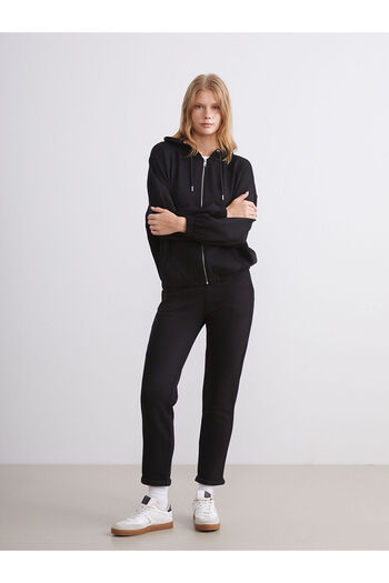 LC Waikiki Black Women's Thick Sweatpants with Elastic Waist