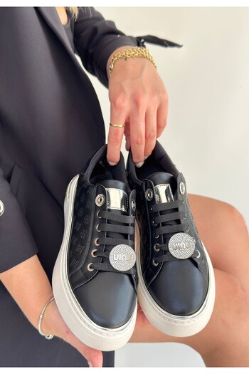 BESKAR Jlar Black Leather Lace-Up Sneakers