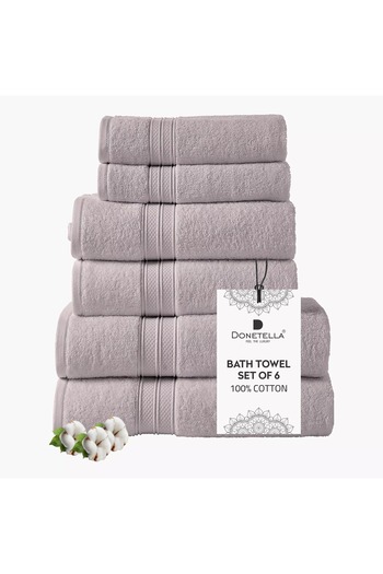 Generic DONETELLA 6-Piece 600 GSM Combed Cotton Bath Towel Set