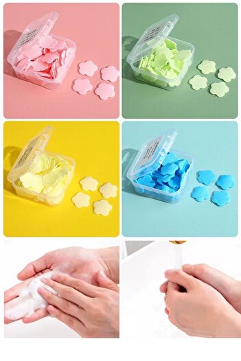 BiTon Toptan Colorful Mini Paper Soap Box – 100 Sheets Perfumed, Disposable Portable Hand Soap