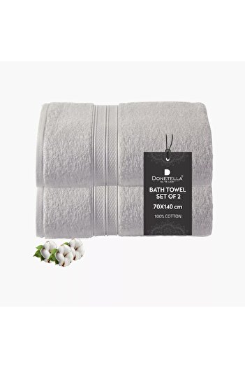 Generic DONETELLA 2-Piece 600 GSM Combed Cotton Bath Towel Set - 70x140 cm