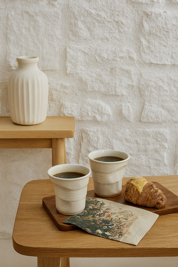 Anadolu Saray 2 ADET El Yapımı Seramik Buruşuk Pet Bardak Tasarım Handmade Mug Kupa Fincan Tasarım Mug