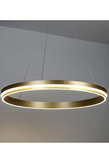 HAMER Modern Hanging Light with Golden Ring and 3 Lighting Modes (80 cm)