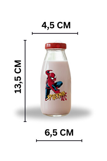 Milea 6 Adet Sızdırmaz Kırmızı Kapak Cam Süt Meşrubat Parti Doğum Günü Şişesi Suluk 250ML