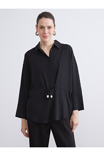 LC Waikiki Black Textured Women's Shirt