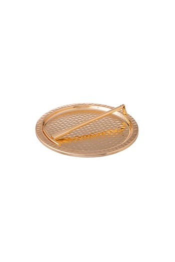 ORIAN Gold metal round serving plate with stand