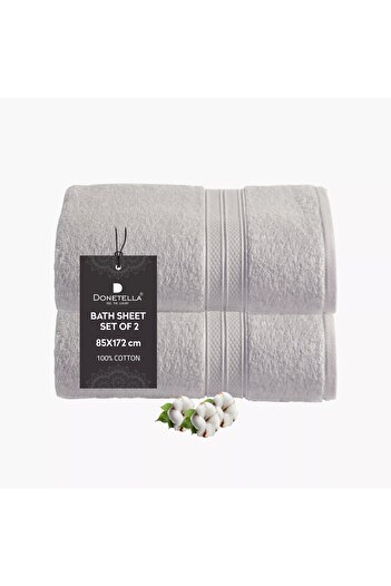 Generic DONETELLA 2-Piece 600 GSM Combed Cotton Bath Sheet Set - 85x172 cm