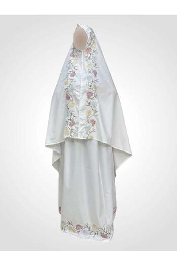 AL-HRAER Cotton Embroidered Prayer Garment - 2-Piece Set