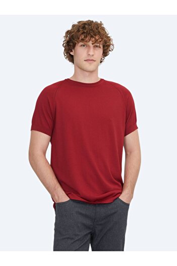 Kip Red Crew Neck Jacquard Knitwear