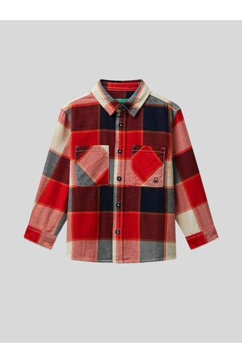 Benetton Boy's Plaid Shirt 1-6 Years Old Red