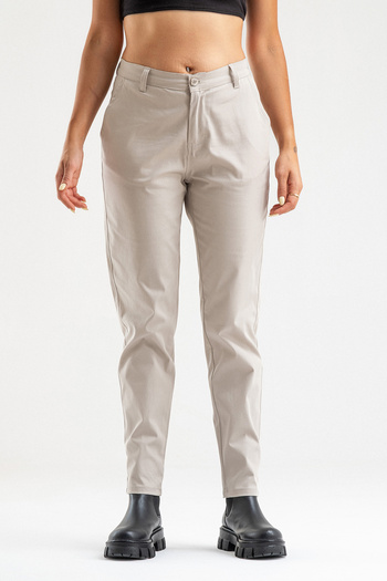 Bold & Young Women's Lycra Cotton Fabric Side Pocket Trousers