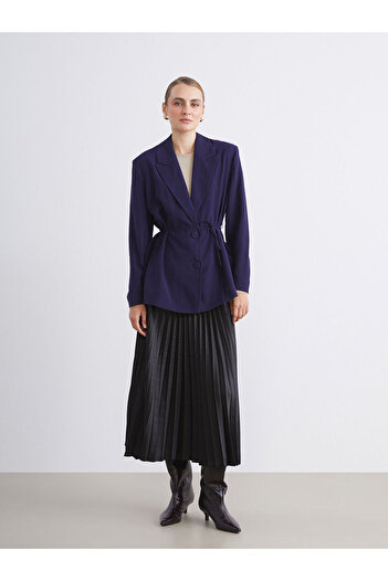 LC Waikiki Navy Blue Belted Women's Blazer Jacket
