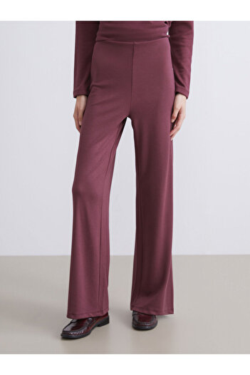 LC Waikiki Burgundy Elastic Waist Women's Trousers