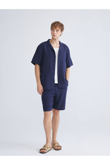 LC Waikiki Navy Blue Comfortable Fit Muslin Men's Shorts