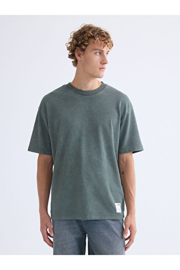 LC Waikiki Khaki Crew Neck Short Sleeve Men's Sweatshirt