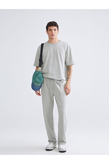 LC Waikiki Gray Crew Neck Short Sleeve Men's Sweatshirt