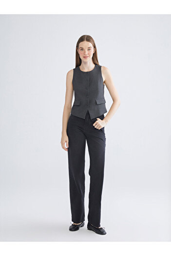 LC Waikiki Anthracite Crew Neck Women's Vest