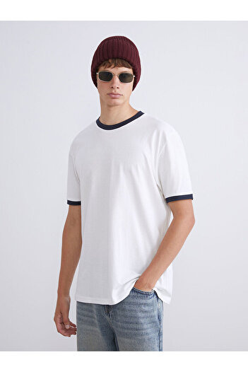 LC Waikiki Ecru Crew Neck Combed Cotton Men's T-Shirt