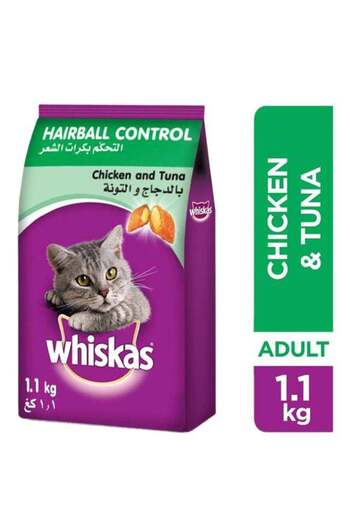Whiskas Chicken And Tuna Hairball Control Dry Food Bag 1.1kg
