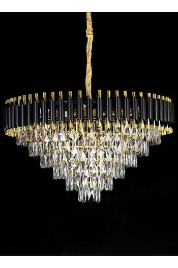 Hammer Modern Black and Gold Chandelier, Diameter 80 cm, E14