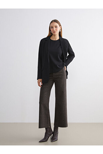 LC Waikiki Brown Leopard Patterned Wideleg Women's Jean Trousers