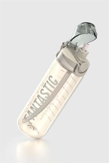 Renga Trego Sport Yazı Desenli 630 ml Pipetli Tritan Matara 912170 Bej