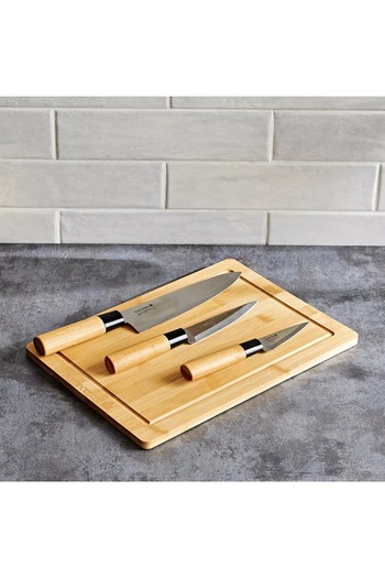 Generic Natural 3-Piece Knife Set with Cutting Board