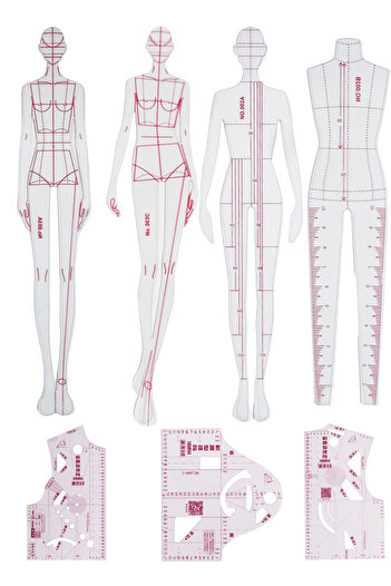 hodbehod 7-Piece Mini Fashion Ruler Set – Fabric Design, Garment and Prototype Drawing Template