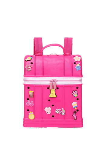 KALEIDO Durable EVA School Backpack for Kids | Children's Book Bag with Fun Fixed Charms (Magenta)