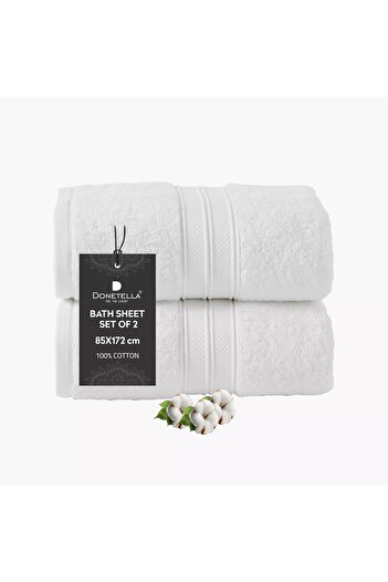 Generic DONETELLA 2-Piece 600 GSM Combed Cotton Bath Sheet Set - 85x172 cm