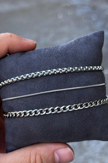 Takı Dükkanı 3Pcs Stainless Steel Bracelet Set Gift for Husband Wife Friend Lover Scb81