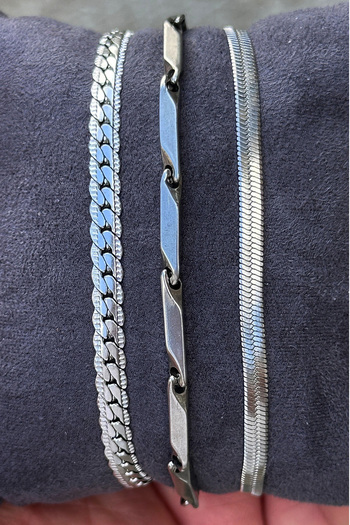 Takı Dükkanı 3 Pcs Stainless Steel Bracelet Set Gift for Husband Wife Friend Lover Scb79