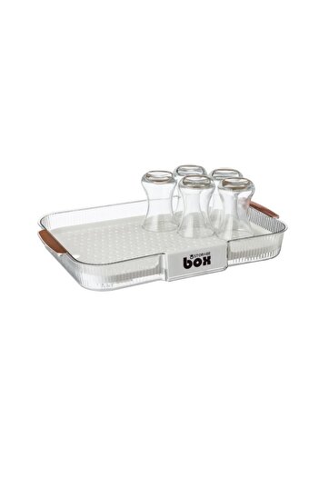 ORIAN Clear acrylic tray with a cup strainer