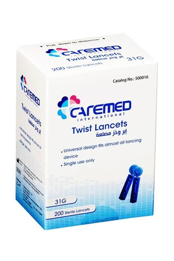 CAREMED Curmed Ribbed Sterile Blood Lancets, 200 Pieces