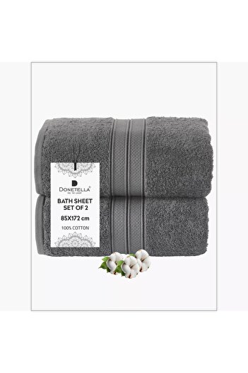 Generic DONETELLA 2-Piece 600 GSM Combed Cotton Bath Sheet Set - 85x172 cm