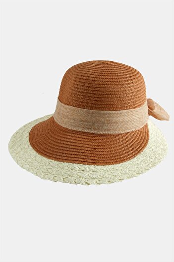 ZERO LAND Hn-Shop Ribboned Straw Hat-Tile