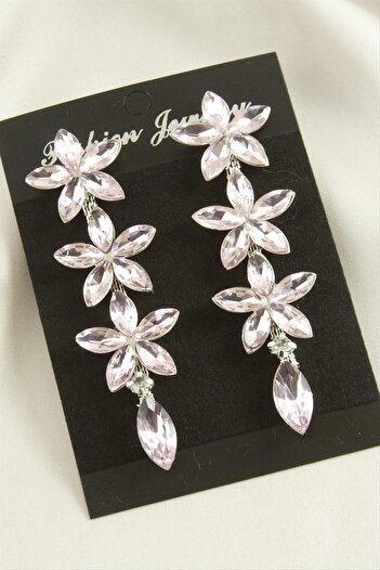 ZERO LAND Hn-Shop Daisy Crystal Stone Earrings-Light Pink